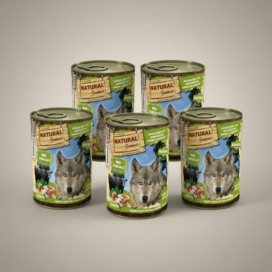 Lupiora Natural Greatness Angus Rind Nassfutter Set für Hunde mit Pilzen, Ingwer und Rosmarin, getreidefrei
