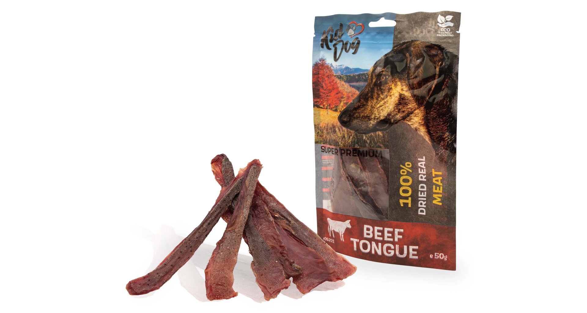 KIDDOG SUPER PREMIUM 100% Rinderzunge, dünne Scheiben, 50 g