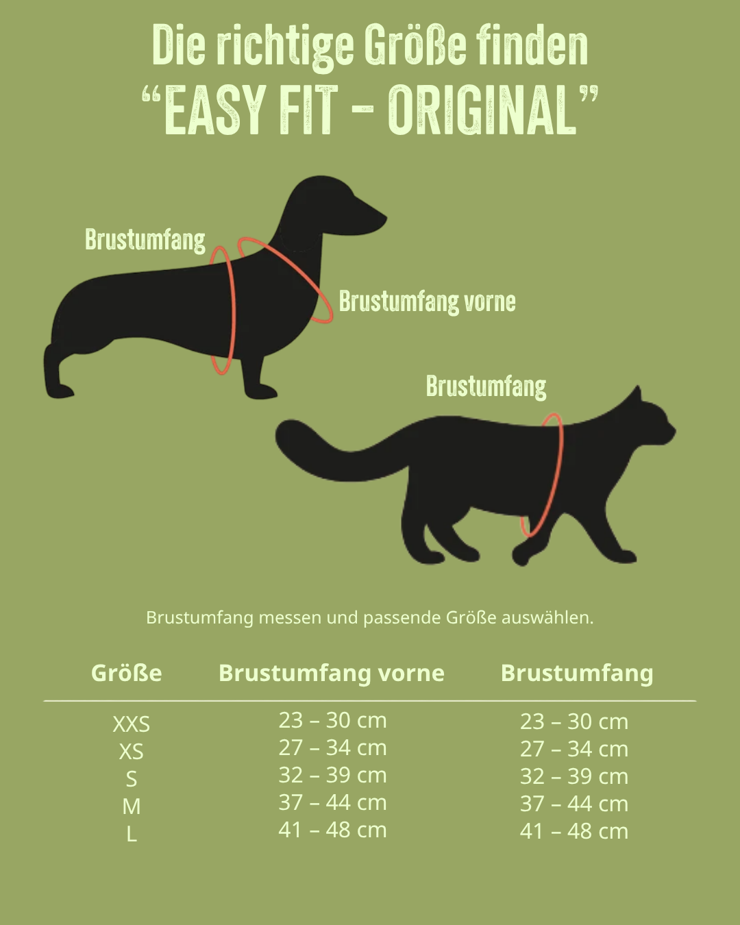 Größentabelle für TRE PONTI Easy Fit – Verstellbarer Riemen, "ORIGINAL"