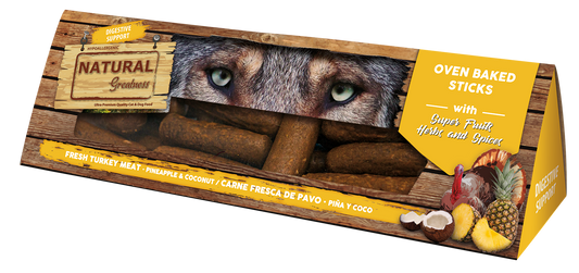 NATURAL GREATNESS Leckerlie, im Ofen gebacken, zur Verdauungsunterstützung 150 g (Truthahn, Ananas und Kokosnuss)