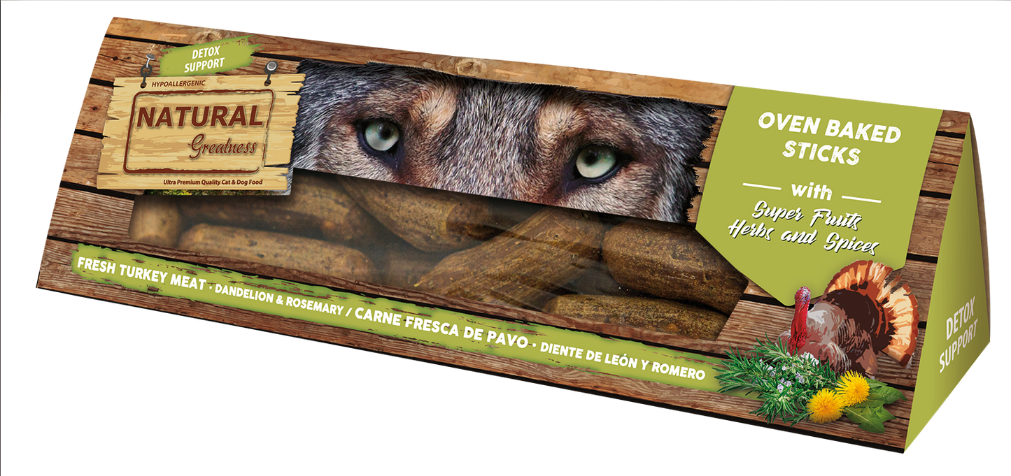 NATURAL GREATNESS Leckerlie, im Ofen gebacken, Detox Support 150 g (Truthahn, Löwenzahn und Rosmarin)