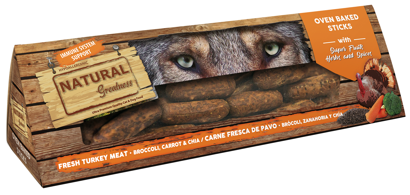 NATURAL GREATNESS Leckerlie, im Ofen gebacken, zur Unterstützung des Immunsystems 150 g (Truthahn, Brokkoli, Karotte und Chia)