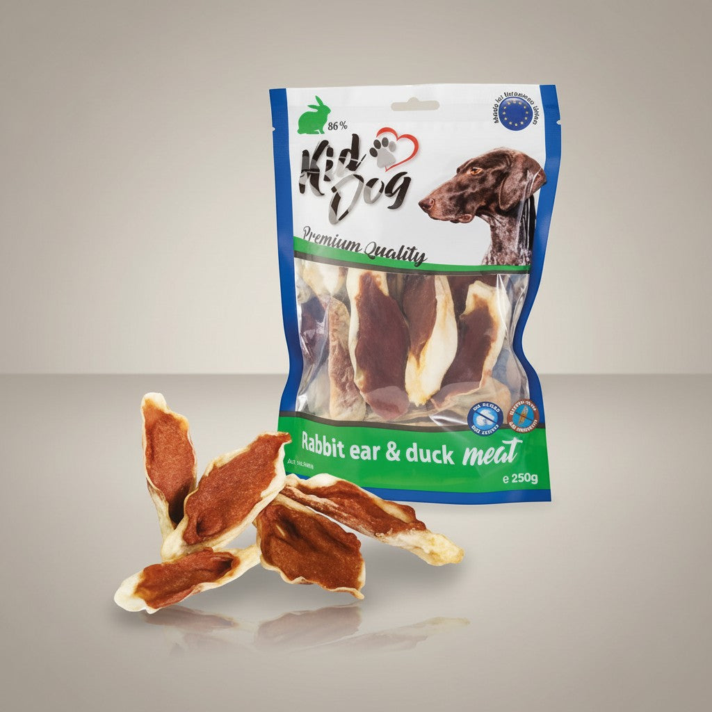Lupiora Hasenohr gefüllt mit Entenfleisch, getreidefreier Hundesnack in 250g Packung