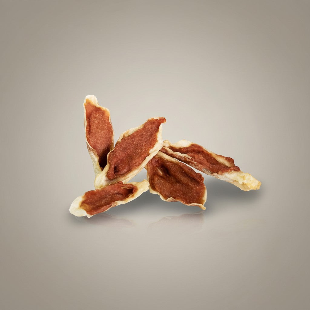 Lupiora Hasenohren gefüllt mit Entenfleisch, getreidefreier Kausnack für Hunde, 250g Packung