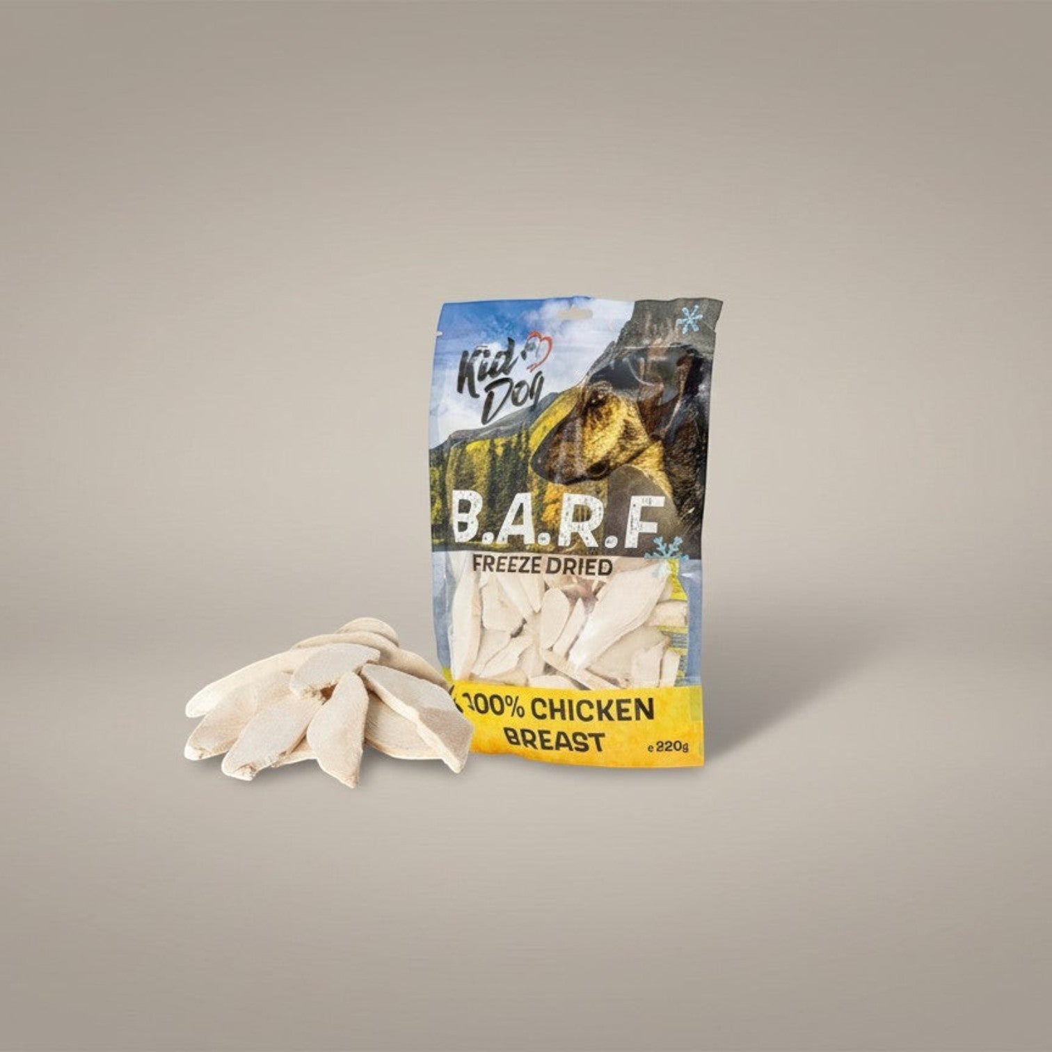 Lupiora KIDDOG gefriergetrocknete Hähnchenbrust Leckerlis für Hunde in einer 220g Packung