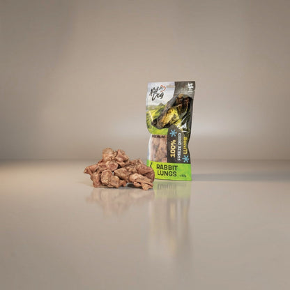 Lupiora KIDDOG gefriergetrocknete Kaninchenlunge als natürlicher Hundesnack in wiederverschließbarer Verpackung