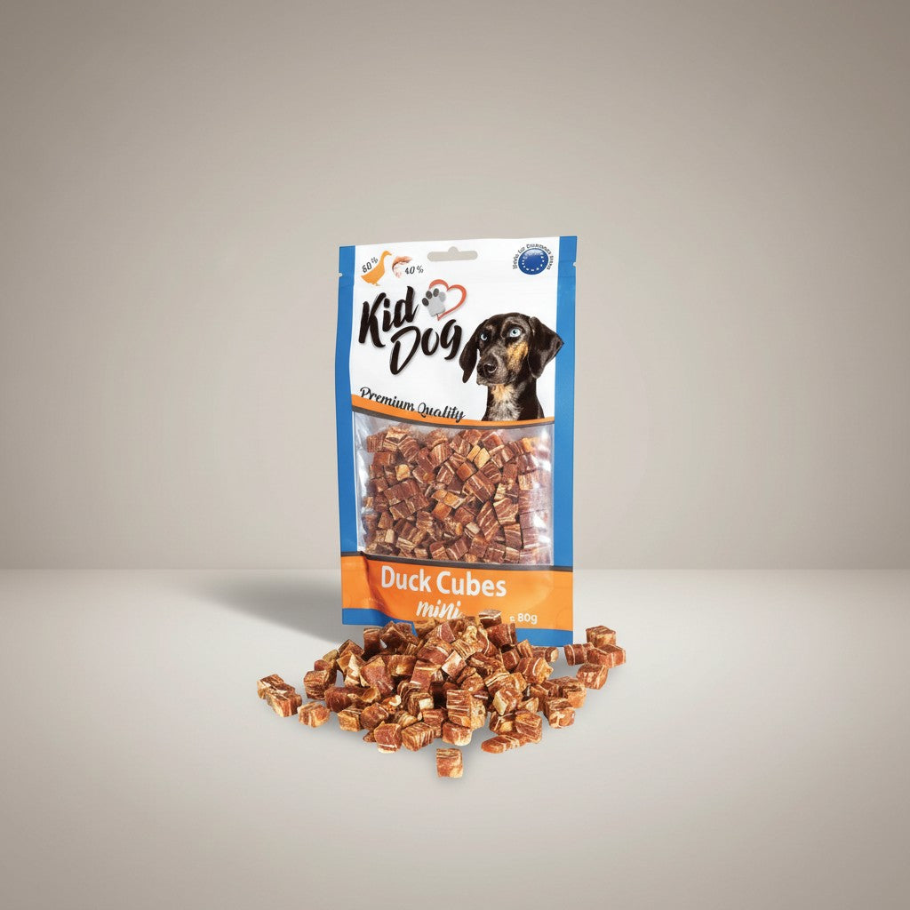 Lupiora Mini Enten-Lachs Würfel als leckere Belohnung für Hunde in der 80g Packung