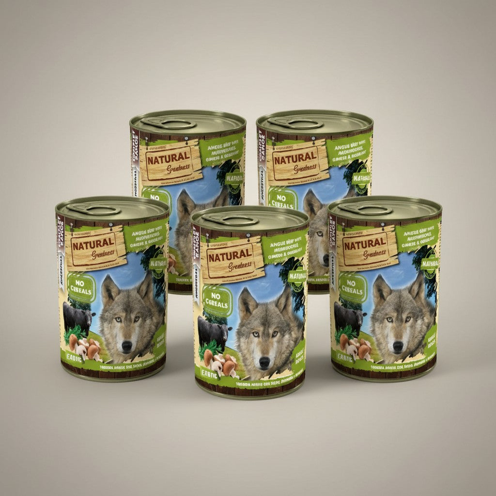 Lupiora Natural Greatness Angus Rind Nassfutter Set für Hunde mit Pilzen, Ingwer und Rosmarin, getreidefrei