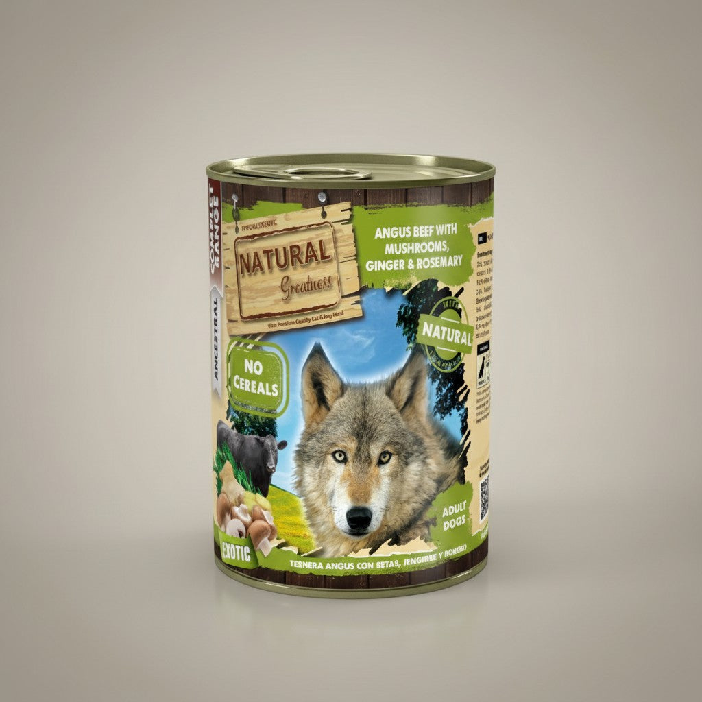 Lupiora Natural Greatness Nassfutterdose mit Angus Rind, Pilzen, Ingwer und Rosmarin für erwachsene Hunde