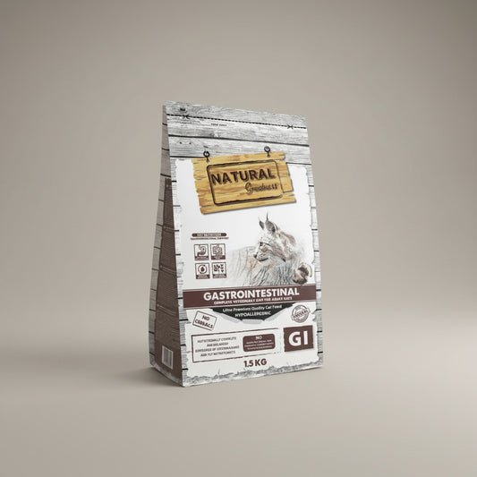 Lupiora Natural Greatness Gastrointestinal Katzenfutter, getreidefrei und hypoallergen für sensible Katzen.