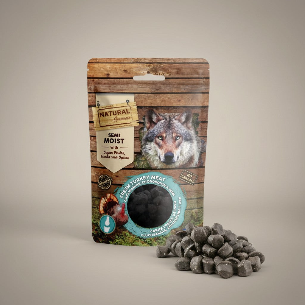 Lupiora Natural Greatness halbfeuchte Hundesnacks mit Truthahn, Glucosamin und Chondroitin zur Gelenkunterstützung