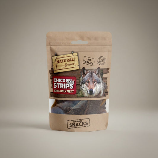 Lupiora NATURAL GREATNESS Hühnerfiletstreifen, getreidefreier Hundesnack aus 100% Hähnchenfleisch in brauner Tüte