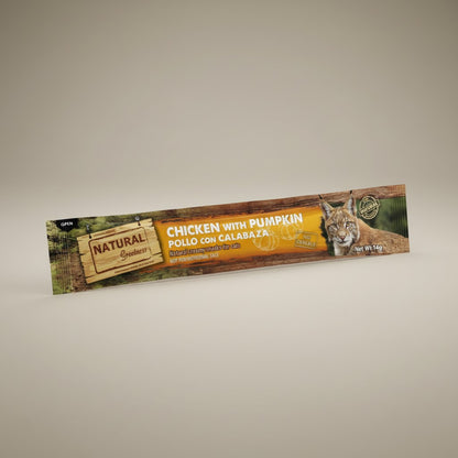 Lupiora Natural Greatness Huhn-Kürbiscreme Snack für Katzen, getreidefrei zur Verdauungsunterstützung in 14g Portionsbeutel