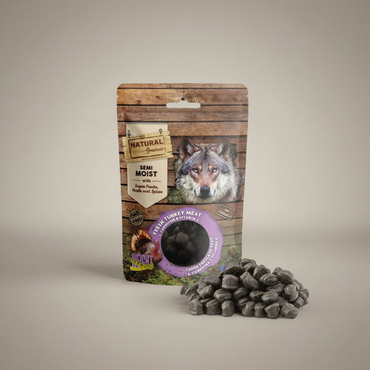 Lupiora Natural Greatness getreidefreie Puten-Leckerlis zur Gewichtsunterstützung für Hunde in 150g Packung