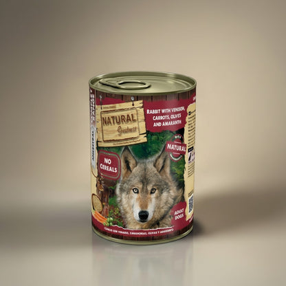 Lupiora Natural Greatness Hundefutterdose mit Kaninchen, Hirsch, Karotten, Oliven und Amaranth für ausgewachsene Hunde