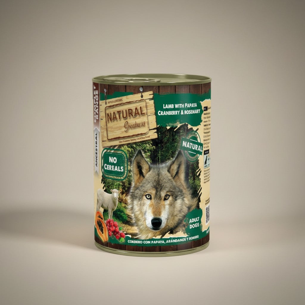 Lupiora Natural Greatness Hundefutterdose Lamm mit Papaya, Cranberry und Rosmarin, getreidefrei für ausgewachsene Hunde