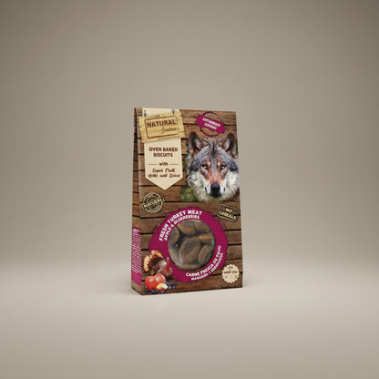 Lupiora NATURAL GREATNESS getreidefreie Hundekekse mit Truthahn, Apfel und Blaubeere in 100g Packung