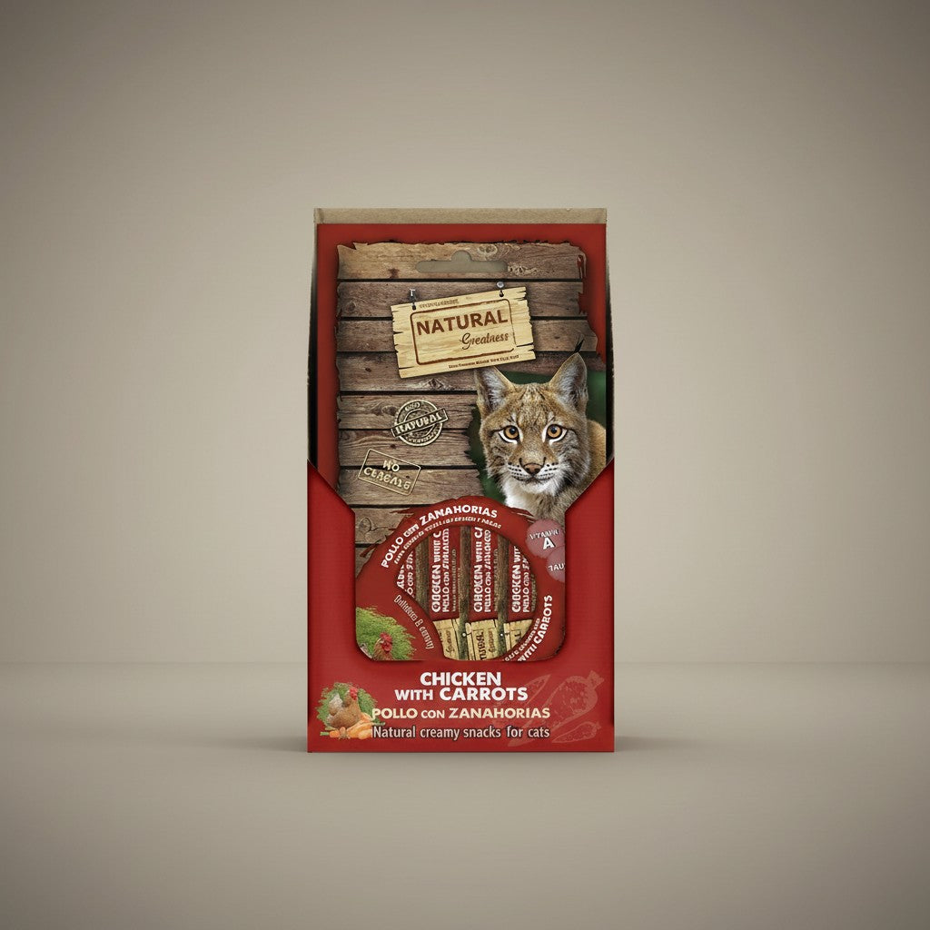 Lupiora Natural Greatness Hähnchen-Karottencreme Snack für Katzen zur Sehkraftunterstützung, getreidefrei, 56 g