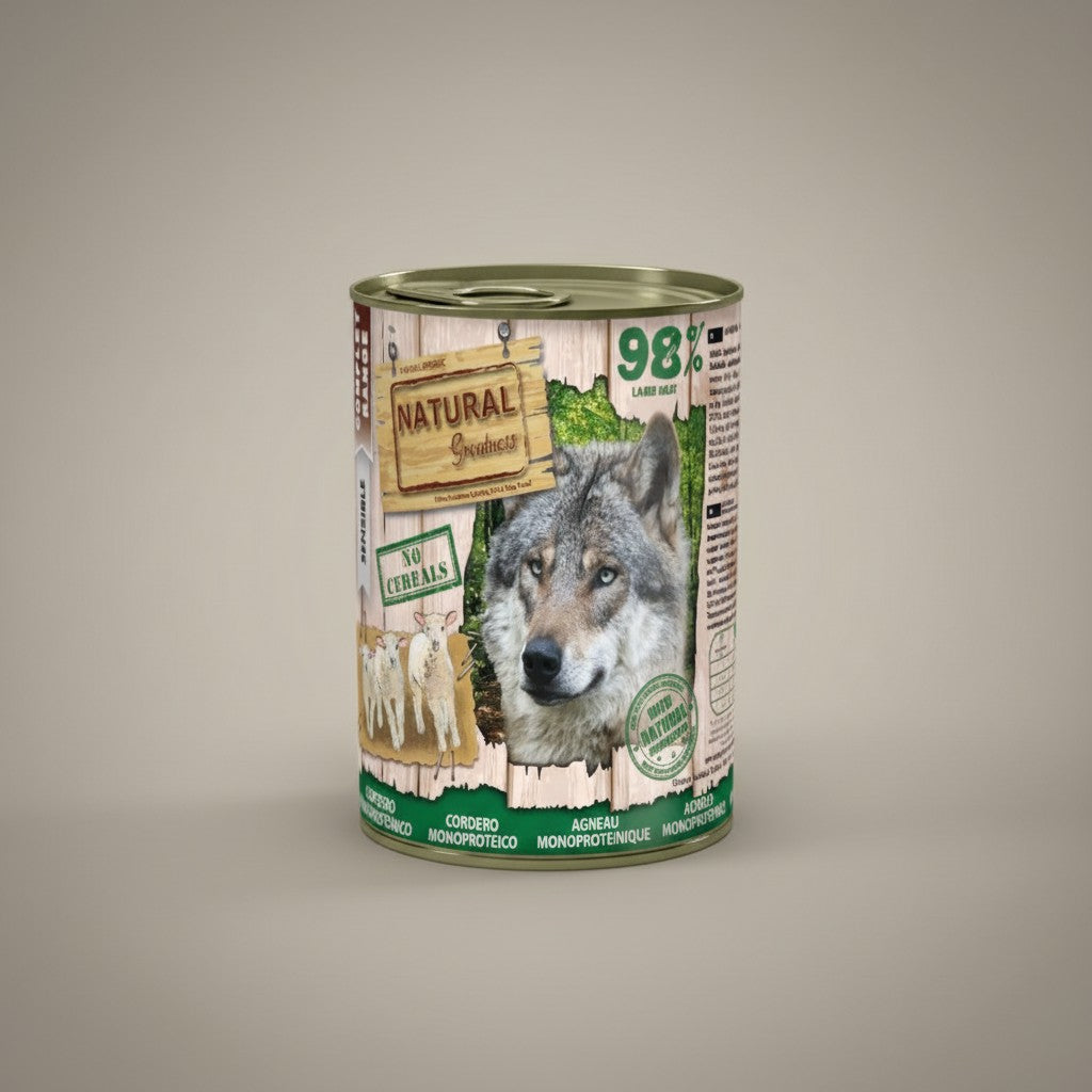 Lupiora Natural Greatness Lamm Monoprotein Nassfutter Dose für Hunde mit 98 Prozent Lammfleisch und ohne Getreide.