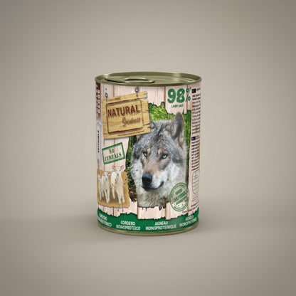 Lupiora Natural Greatness Lamm Monoprotein Nassfutter Dose für Hunde mit 98 Prozent Lammfleisch und ohne Getreide.