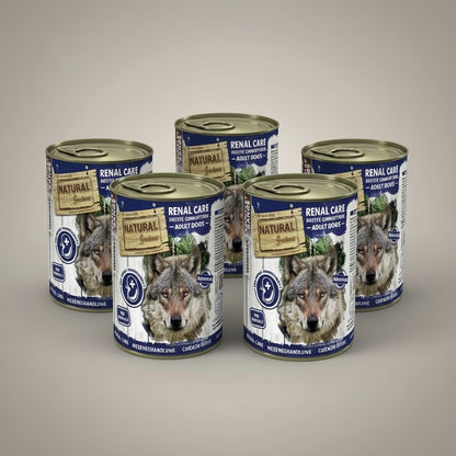 Lupiora Natural Greatness Renal-Oxalate Nassfutter Set für Hunde mit Niereninsuffizienz in blauen Metalldosen