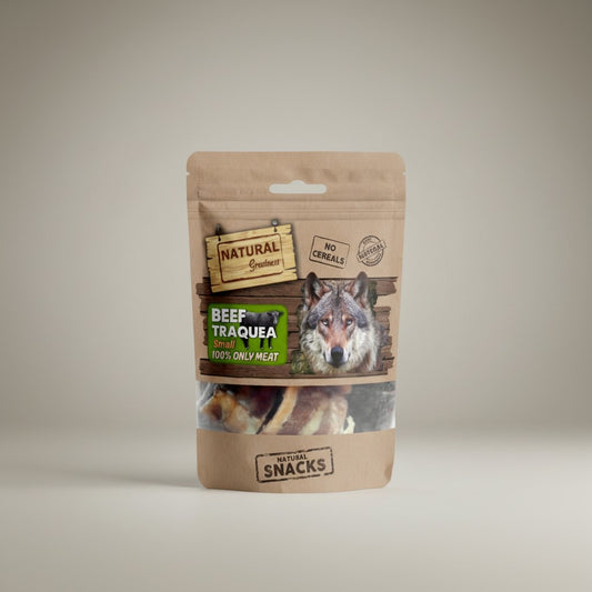Lupiora Natural Greatness Rindertrachea Hundesnack, getreidefrei und reich an Glucosamin in brauner Standbodenbeutel