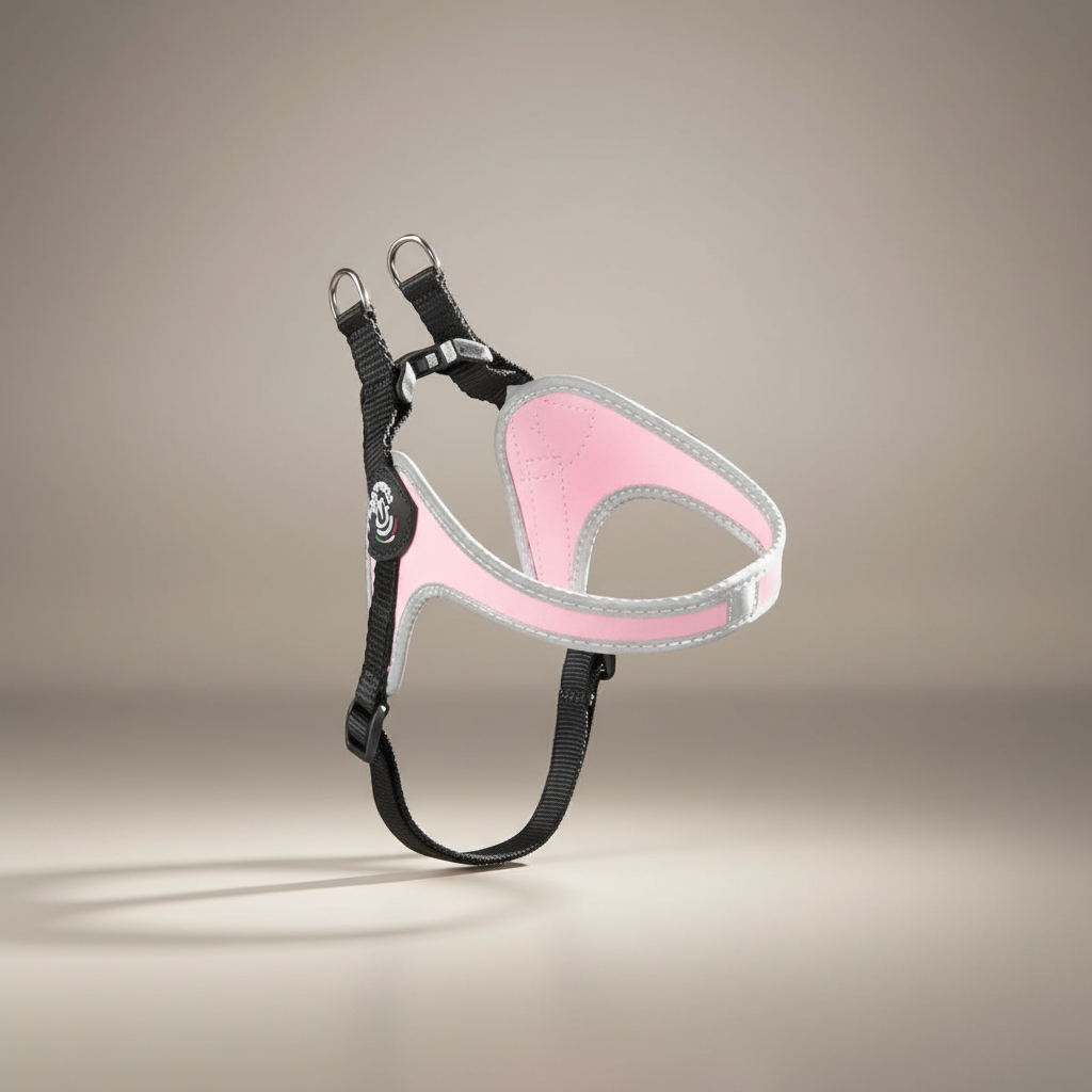 Lupiora TRE PONTI Easy Fit Hundegeschirr in Rosa mit reflektierendem Rand für kleine und mittelgroße Hunde