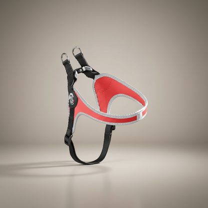 Lupiora TRE PONTI Easy Fit Hundegeschirr in Rot mit reflektierendem Rand für kleine und mittelgroße Hunde