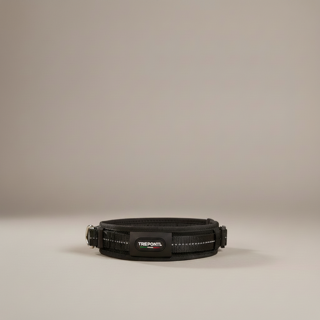 Lupiora TRE PONTI WILL Hundehalsband in Schwarz aus strapazierfähigem Material mit reflektierenden Details